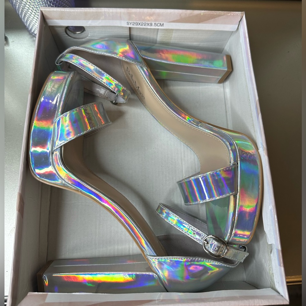 Silver Holographic Platform Heels - Picture 6 of 7